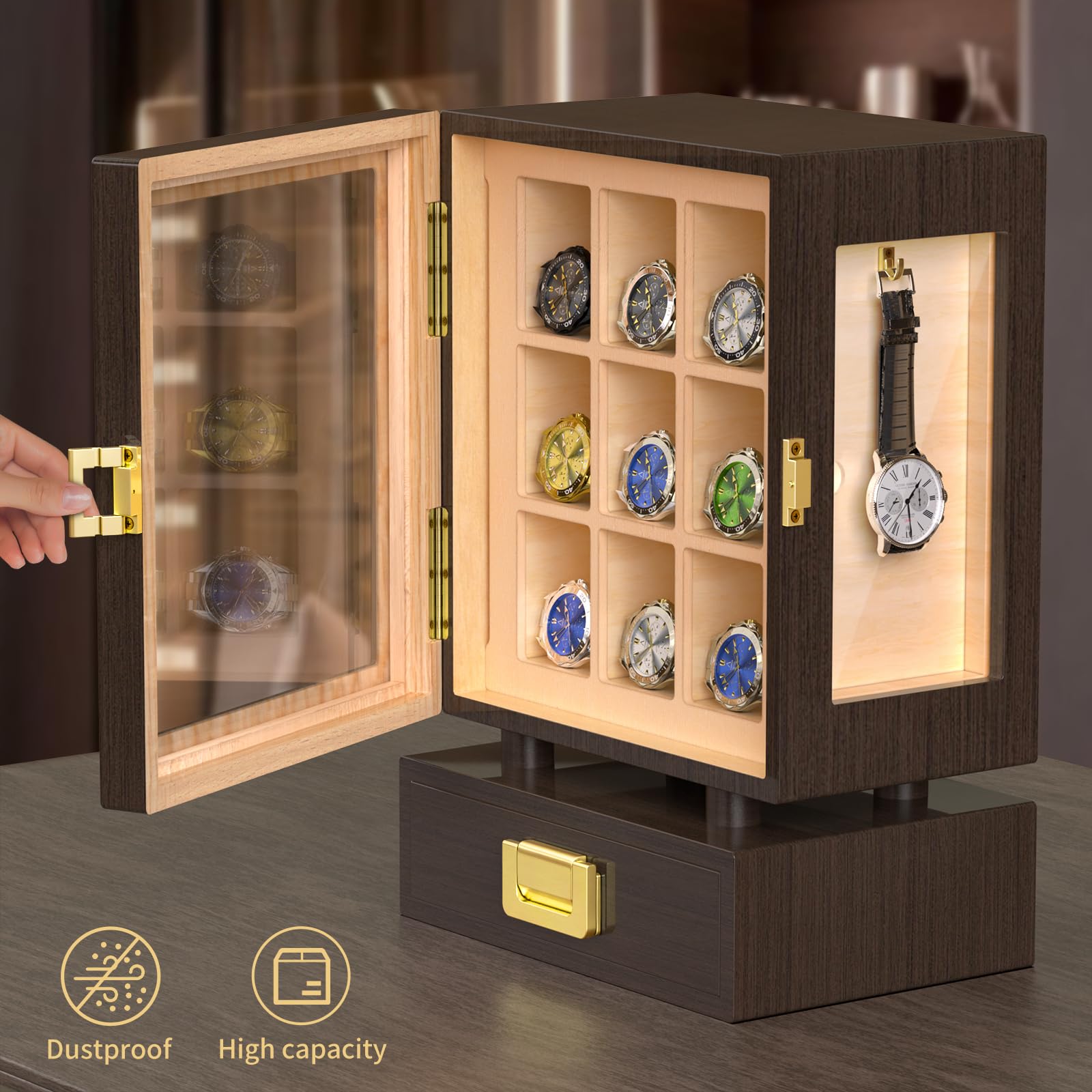 กล่องเก็บนาฬิกาไม้ทรงสี่เหลี่ย - Watch Display Box บทวิจารณ์และราคา